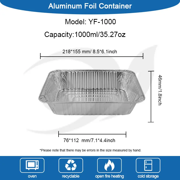 Kontaner baking persagi persagi aluminium perak