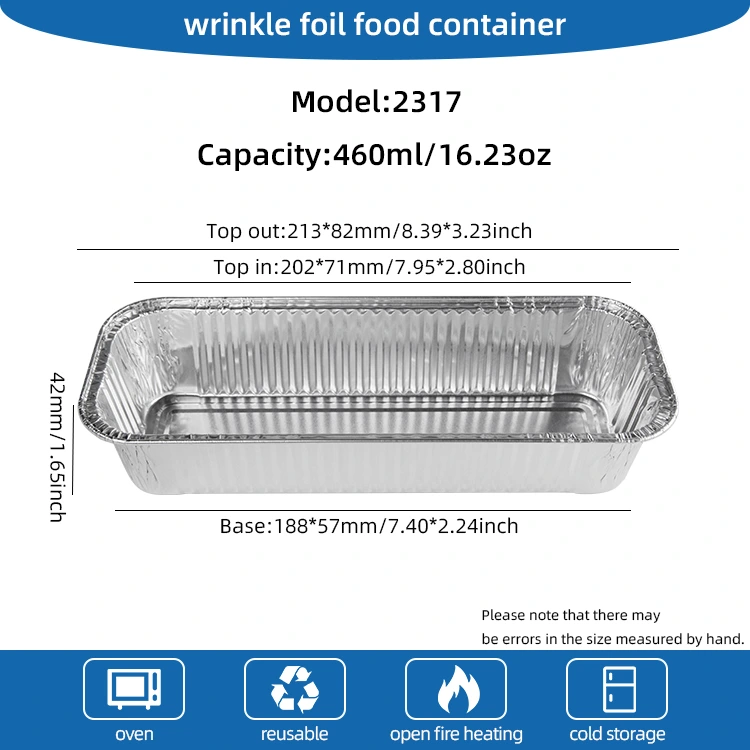 Wadhah foil persegi aluminium perak