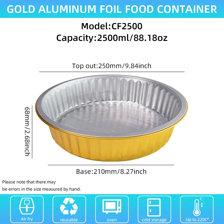 Wadhah barbecue sing nganggo warna wadhah emas aluminium Foil Aluminium