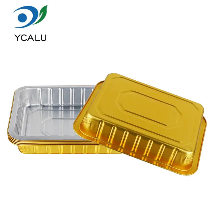 Kontainer Aluminium Foil Disposable Catering Golden Rectangle