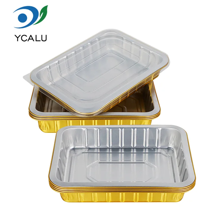Kontainer Aluminium Foil Disposable Catering Golden Rectangle