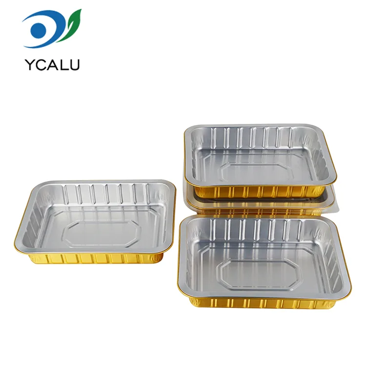 Kontainer Aluminium Foil Disposable Catering Golden Rectangle
