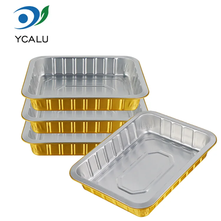 Kontainer Aluminium Foil Disposable Catering Golden Rectangle