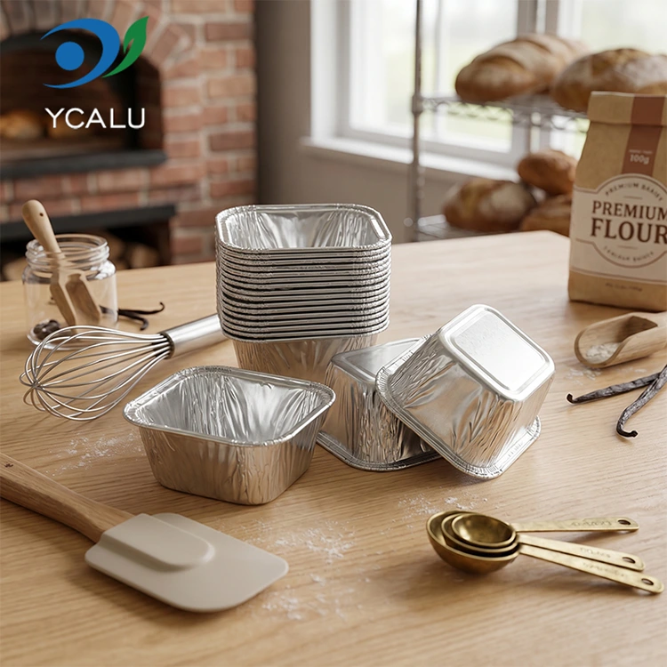 Disposable persegi panjang baking cake tray Silver Aluminium Foil Wadah Panganan