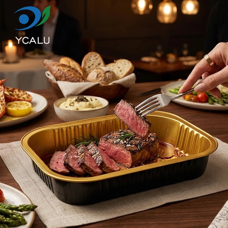 Wadah katering persegi panjang sing bisa digunakake kanggo wadhah Aluminium Foil