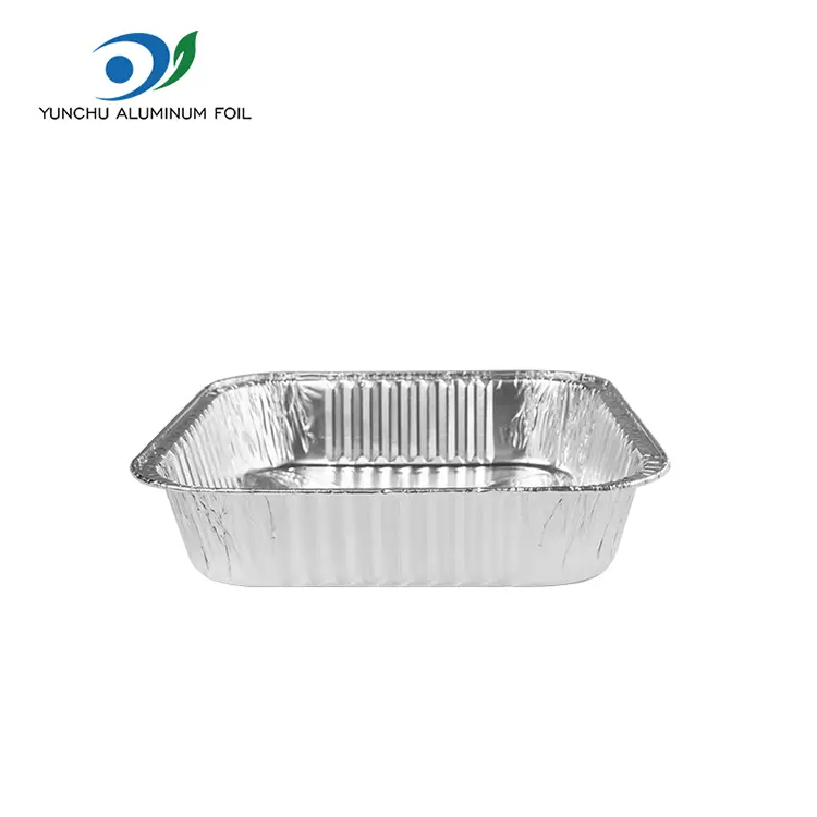 Wadah Panganan Aluminium Perak Persegi sing Bisa Dikirim Wadah Panganan Aluminium Perak Persegi sing Bisa Dikirim