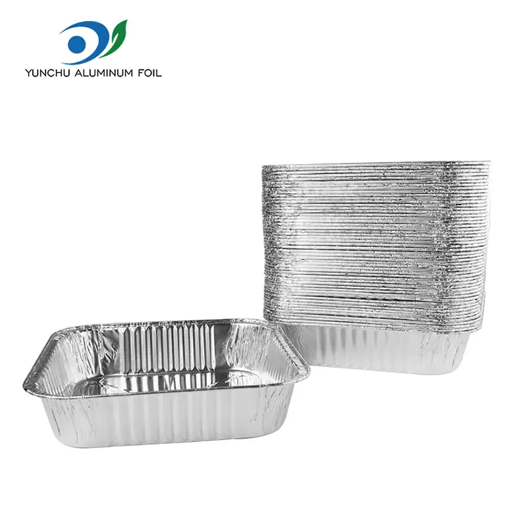 Wadah Panganan Aluminium Perak Persegi sing Bisa Dikirim