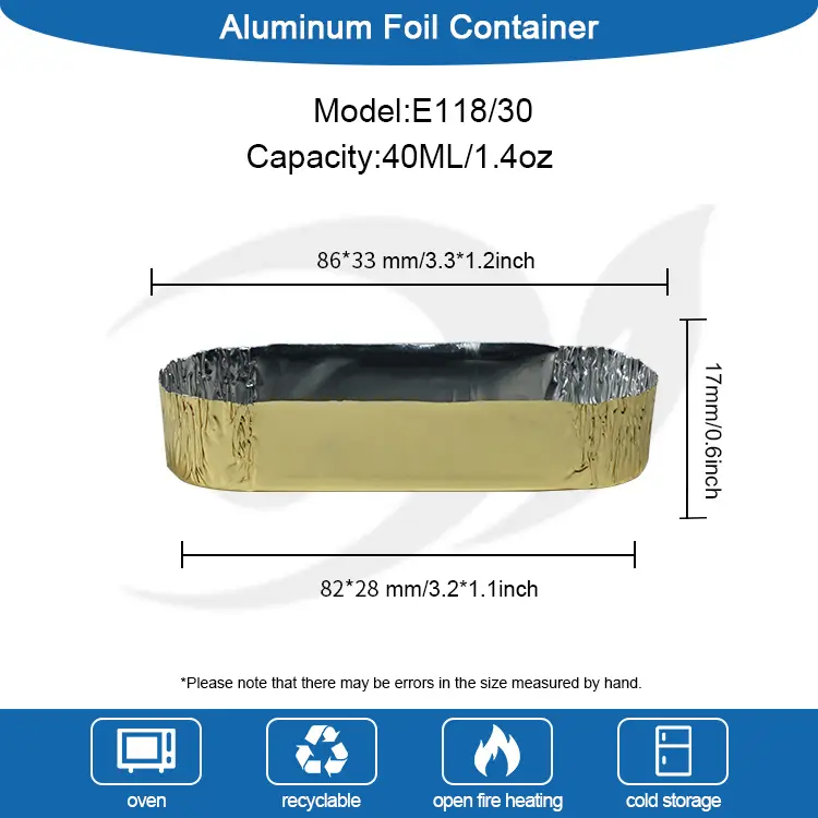 Kontog oval cilik sing duwe wadhah foil aluminium salaka