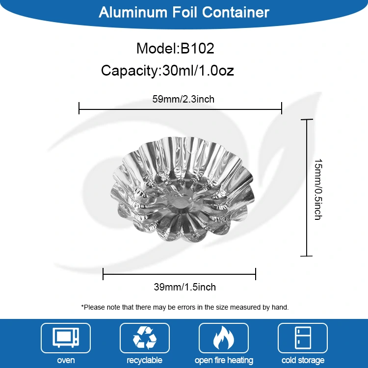Tarts endhog dibakar ing wadhah panganan aluminium udara aluminium perak