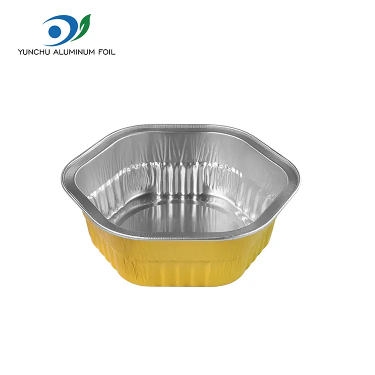 Hexagonal Takeaway Panas sing wis ditutupi kontaner foil aluminium