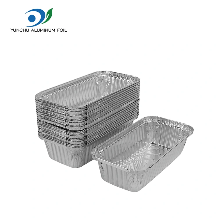 Wadhah barbecue persagi sing nganggo kontaner foil aluminium perak