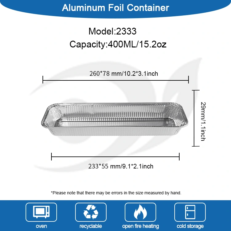 Kontaner Dataran Kontan Udara Udara Réptangular Fryer Silver Aluminium Foil