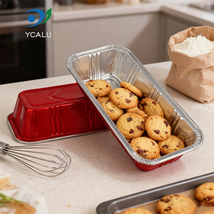 Kontaner Bakery Catering Red Rectangular Perak Aluminium