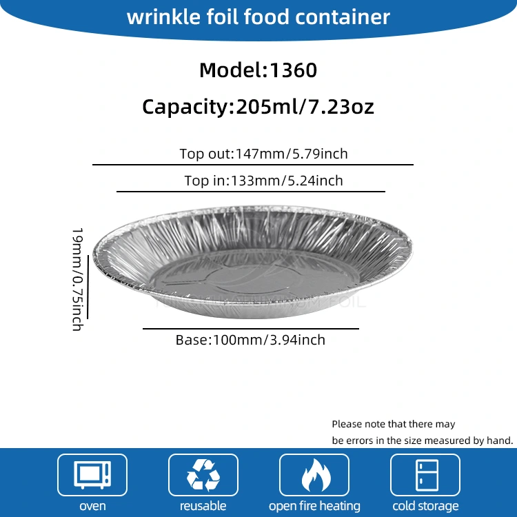 Wadhah panganan udara bunder sing perak aluminium